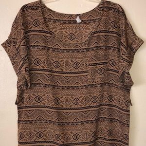 Tribal Print Tan and Black Causal Dress